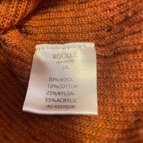 Roolee Colorblock Earthtone Pumpkin and Pink Wide Sleeved Crewneck Sweater 2XL - Picture 8 of 8